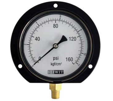 Manometro Industrial Inferior Módelo 231/Caratula 100mm Seco, Caja Acero Inoxidable - Configurable Rangos de Presión