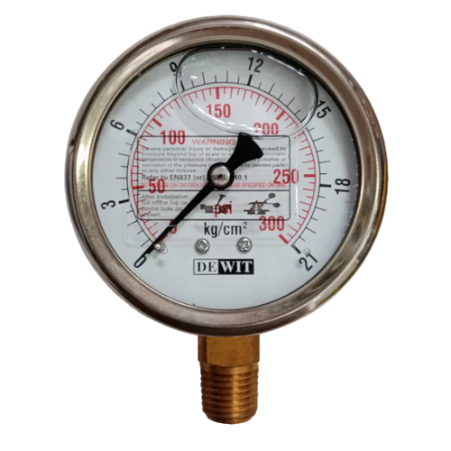 Manometro Industrial Inferior Módelo 251/Caratula 100mm seco, Caja Acero Inoxidable - Configurable Rangos de Presión