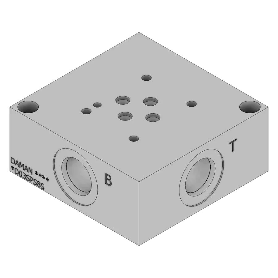 Sub-base Hidráulica DAMAN Individual Aluminio CETOP 3 - Rosca SAE