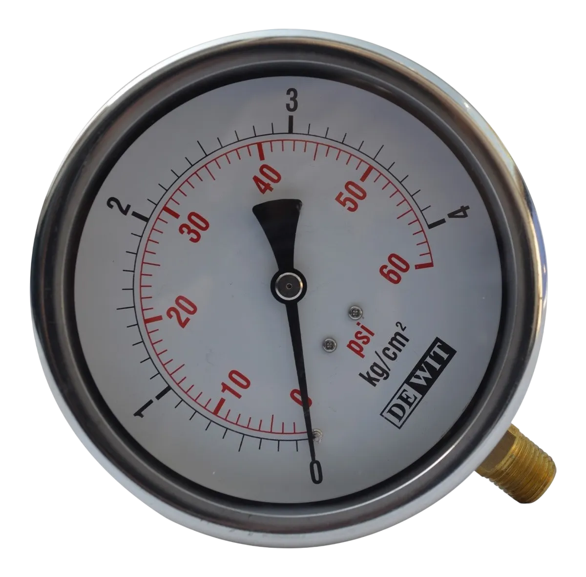 Manometro Industrial Inferior Módelo 251V/Caratula 100mm con glicerina, Caja Acero Inoxidable - Configurable Rangos de Presión