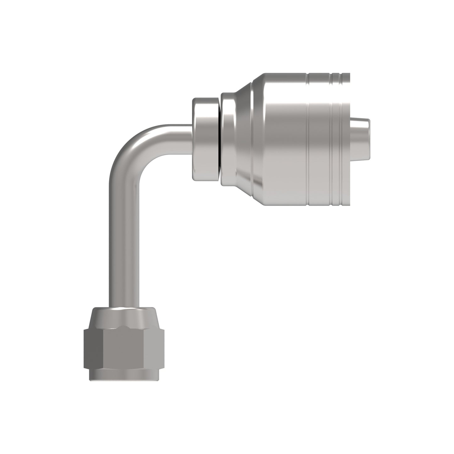 Serie 1AA*FJC*-Conexión Hidráulica Prensable Codo 90° Largo Hembra JIC (Configuraciónes de Tamaño de Rosca y Diámetro de Manguera)