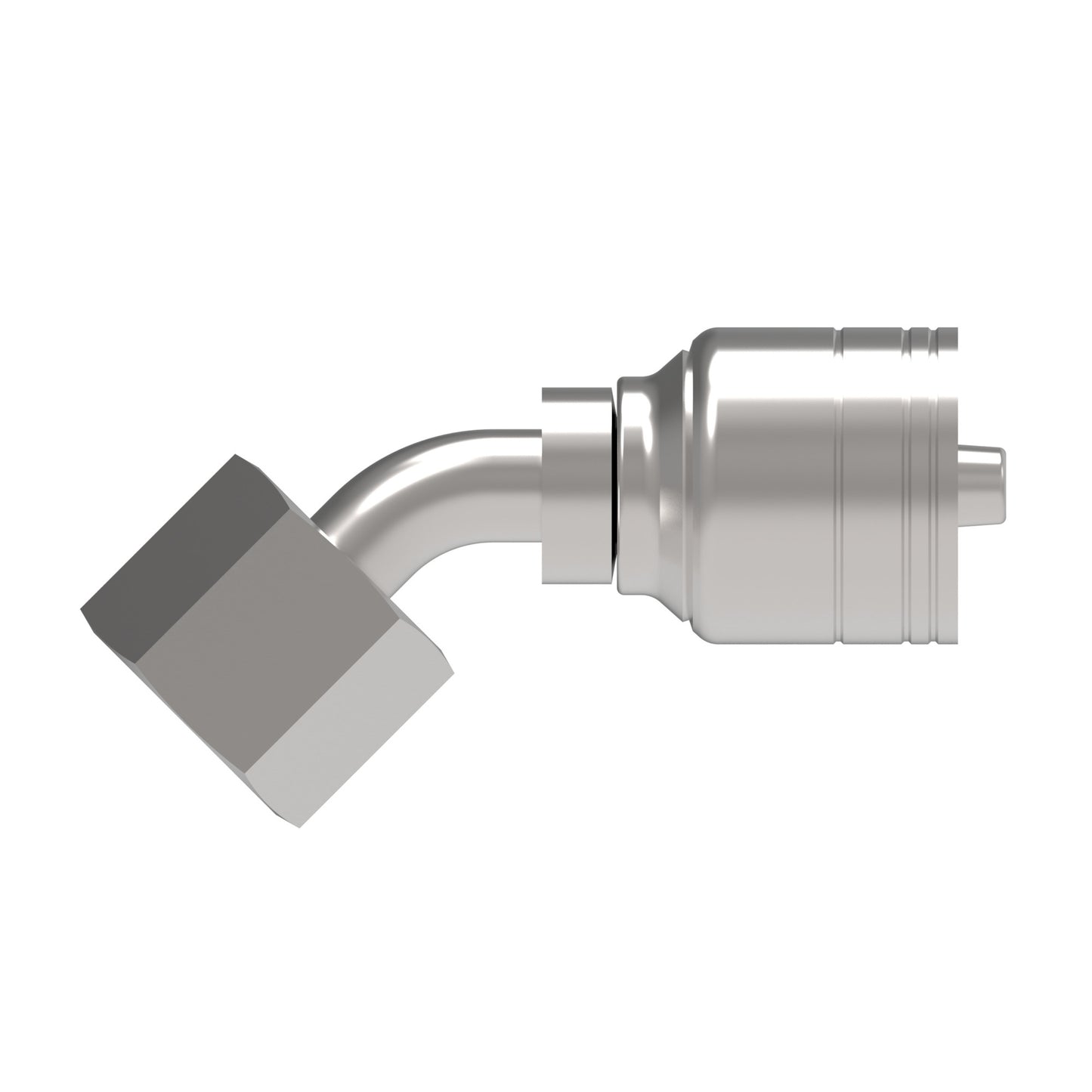 Serie 1A*DSA*-Conexión Hidráulica Prensable Codo 45° Hembra giratoria DKO, servicio pesado (Configuraciones de Diámetro y Conexión de Manguera)