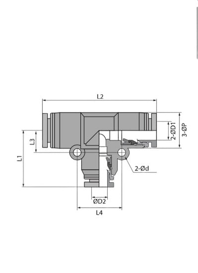 SKU: 00631008 Conexión tee union neumática push-in reductor 10mm Ø x 8mm Ø Marca Dewit