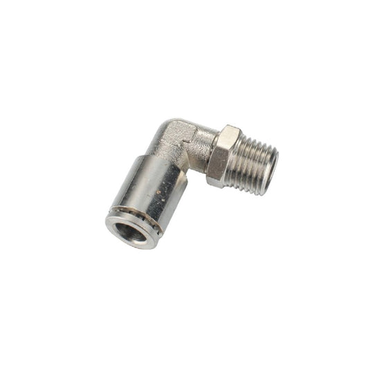 SKU:1122-5/16-28 Conexión Neumática Laton Niquelado codo a 90° Push-In 5/16" Ø x R1/4 BSPT  Marca Dewit