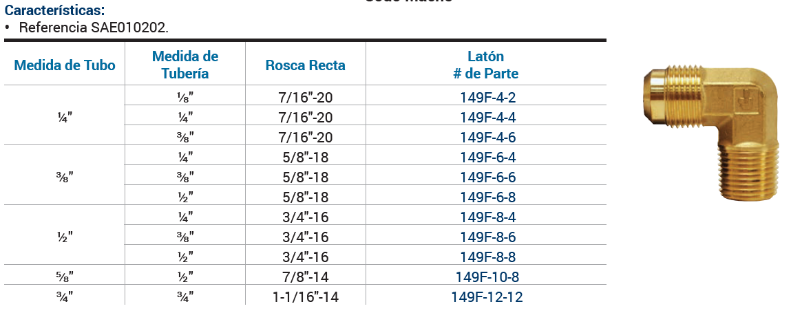 SKU 149F-6-4  Adaptador industrial codo 90° macho SAE 45° 3/8" X NPT 1/4" Marca Dixon