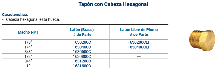 SKU: 1630400C  Adaptador industrial tapón macho NPT 1/4" Marca Dixon