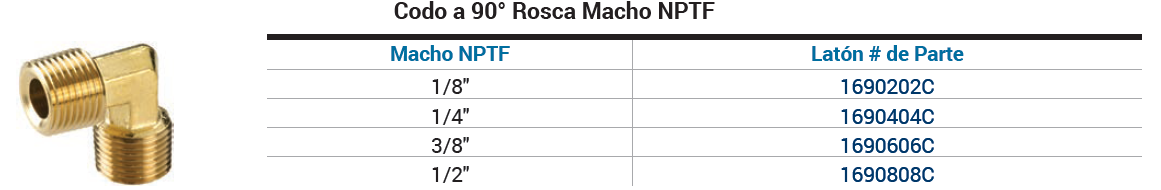 SKU 1690606C Adaptador industrial codo 90° macho NPT 3/8" X NPT 3/8" Marca Dixon