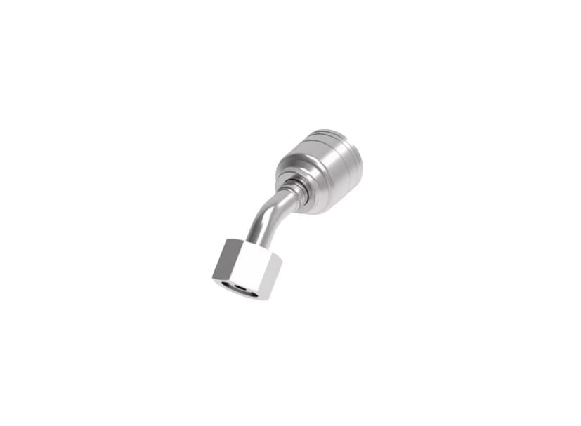 SKU: 1A6DLA4 Conexión hidraulica prensable codo 45°  hembra DIN M14X1.5 X 1/4" Ø tamaño rayal -04 Marca Aeroquip