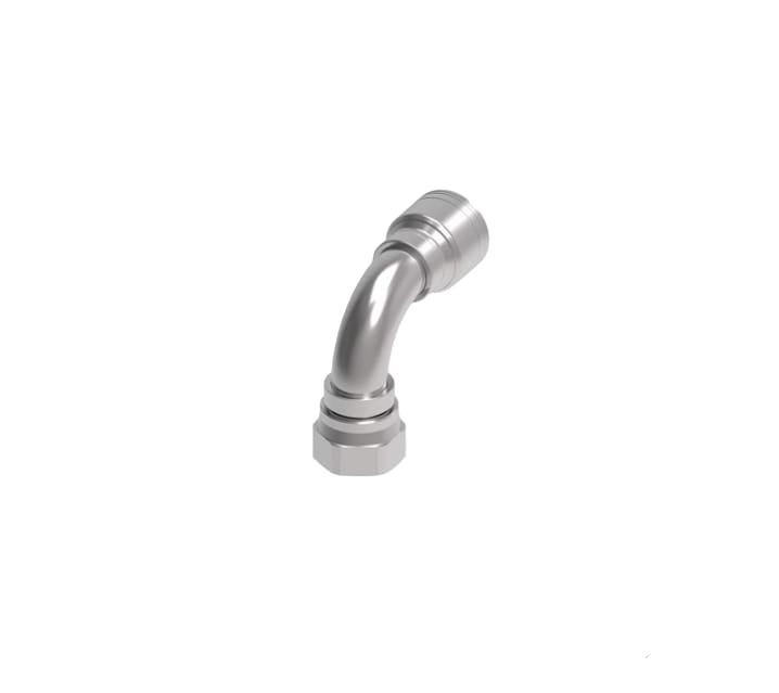 SKU:1AA6FJB4 Conexión hidráulica prensable codo 90° hembra JIC 3/8" X 1/4" Ø tamaño rayal -04 para manguera de 1/4" Marca Aeroquip