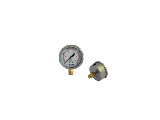 SKU: 251V/63/0-11KG/CM² Manómetro industrial glicerina 2-1/2" Ø conexión posterior NPT rango de 0-11 kg/cm² inferior, Marca Dewit