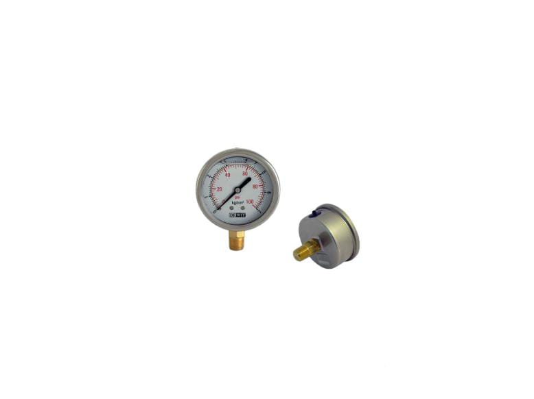 SKU: 251V/63/0-4KG/CM2 Manómetro industrial glicerina 2-1/2" Ø conexión inferior NPT 1/4" rango de 0-4 kg/cm², Marca Dewit