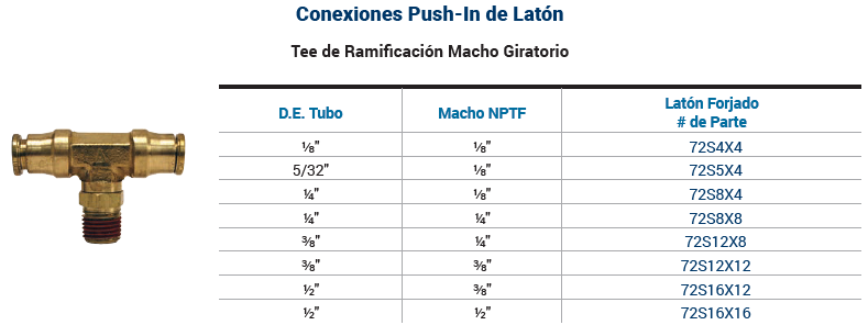 SKU: 72S12X8 CONEXIONE NEUMATICA PUSH-IN TIPO "T" MAC  Marca Dixon