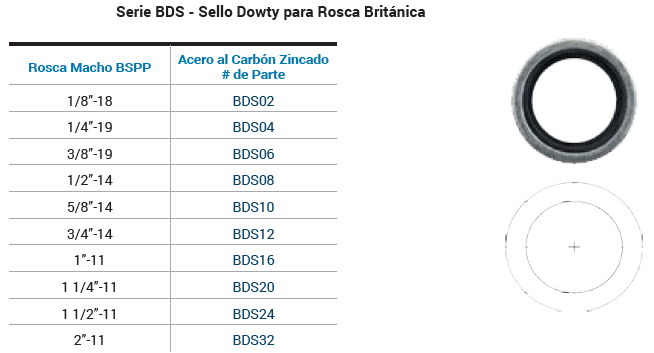 SKU:BDS12 Arandela para rosca Britanica de 3/4”-14, Marca Dixon