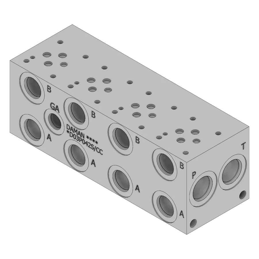 Manifold Hidráulico DAMAN Aluminio 4 Estaciones CETOP 3 - Rosca SAE