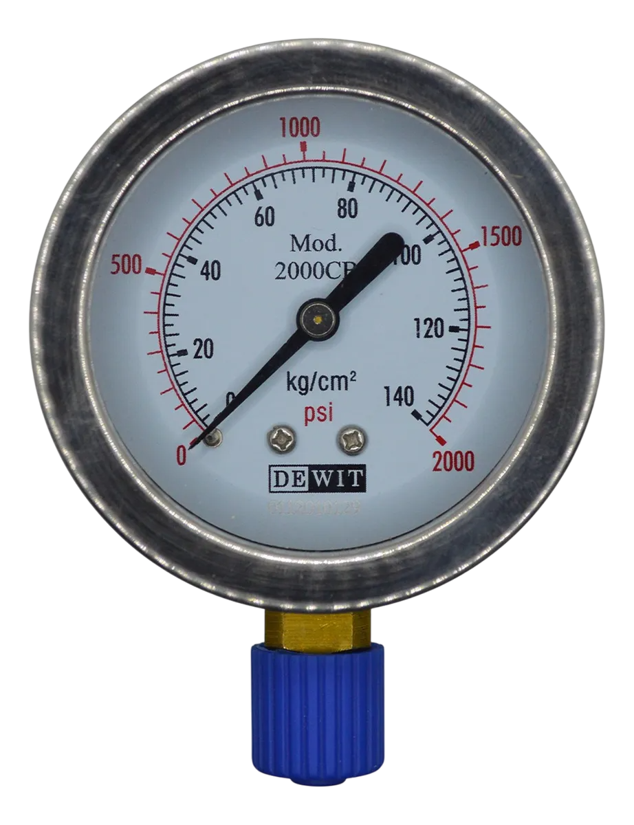 Manometro Industrial Inferior Módelo 2000CB/Caratula 63mm Seco, Caja Acero Inoxidable - Configurable Rangos de Presión