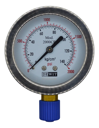 Manometro Industrial Inferior Módelo 2000CB/Caratula 63mm Seco, Caja Acero Inoxidable - Configurable Rangos de Presión