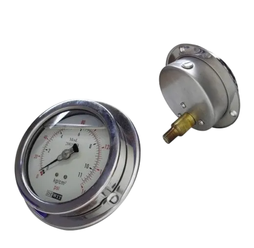 Manometro Industrial Inferior Módelo 2005CBV/Caratula 63mm con Glicerina, Caja Acero Inoxidable - Configurable Rangos de Presión