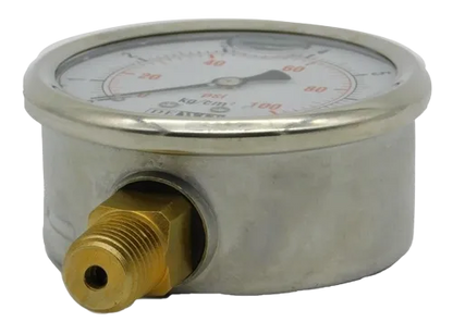 Manometro Industrial Inferior Módelo 251V/Caratula 63mm con glicerina, Caja Acero Inoxidable - Configurable Rangos de Presión