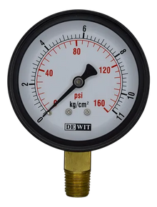 Manometro Industrial Inferior Módelo 11/Caratula 51mm Seco, Caja Lámina de acero esmaltado negro - Configurable Rangos de Presión