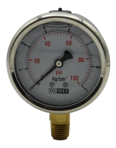 Manometro Industrial Inferior Módelo 251V/Caratula 63mm con glicerina, Caja Acero Inoxidable - Configurable Rangos de Presión