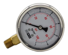 Manometro Industrial Inferior Módelo 251V/Caratula 63mm con glicerina, Caja Acero Inoxidable - Configurable Rangos de Presión