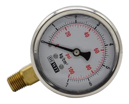 Manometro Industrial Inferior Módelo 251V/Caratula 63mm con glicerina, Caja Acero Inoxidable - Configurable Rangos de Presión