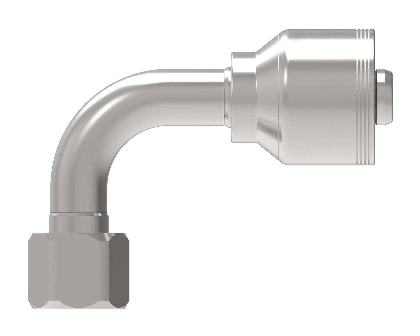 Conexión codo 90° hembra giratoria JIC serie 4S (4 espirales de refuerzo) - Configura sus Medidas