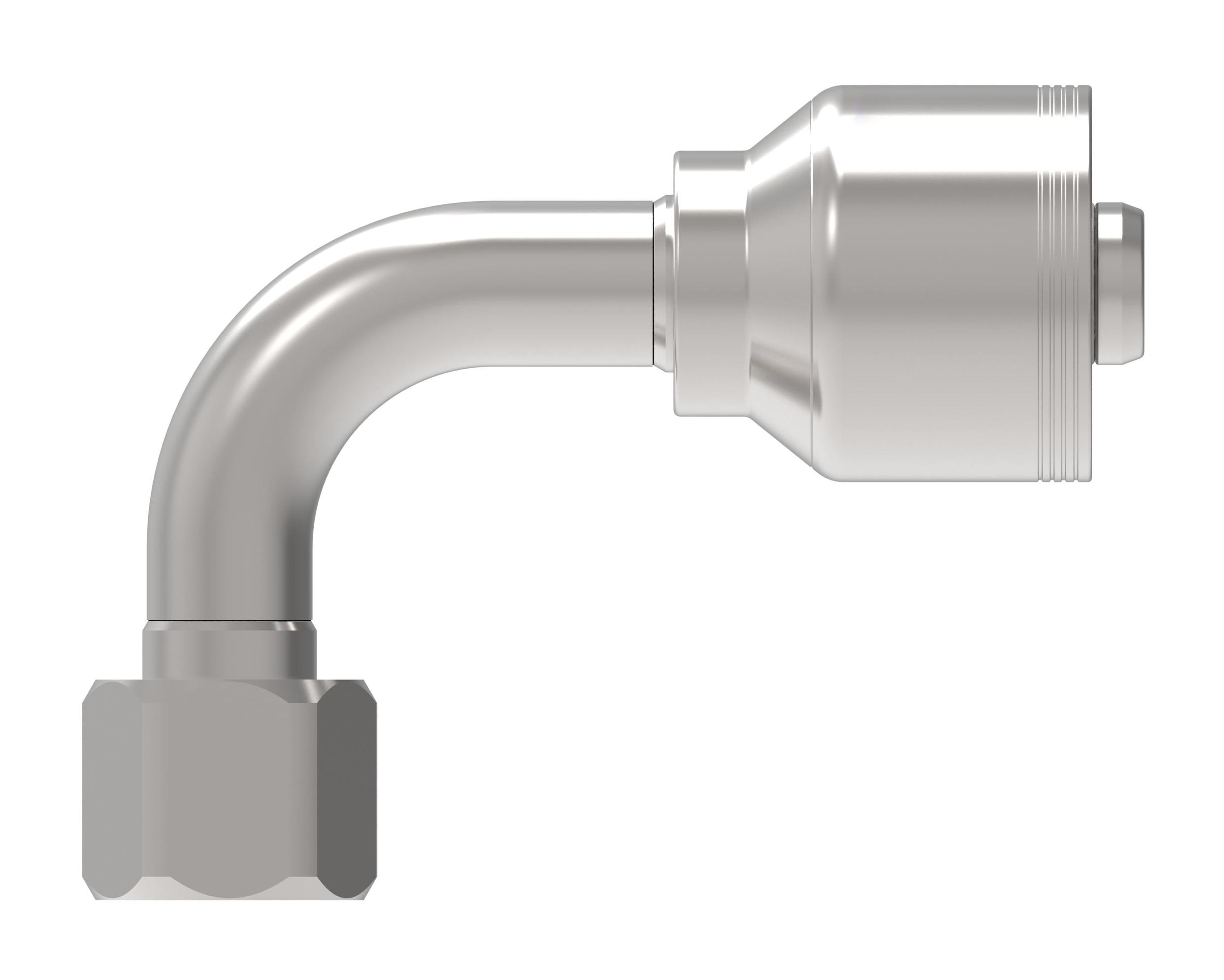 Conexión codo 90° hembra giratoria JIC serie 4S (4 espirales de refuerzo) - Configura sus Medidas