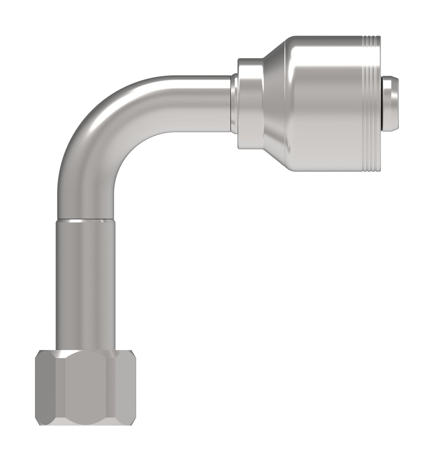 Codo 90° caída larga — Danfoss 4S Series Crimp Hose Fittings Female JIC/37 Swivel 90 Long Drop Elbow 4SAXXFJC12 (CENTER)