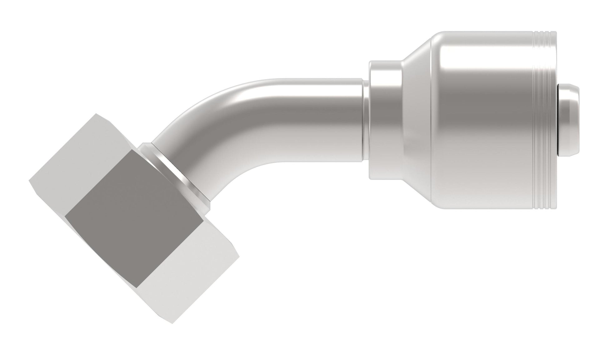 Codo 45° — Danfoss 4S Series Crimp Hose Fittings Female Swivel DIN 24 Seat 45 Elbow 4SXXDSA12 (CENTER)