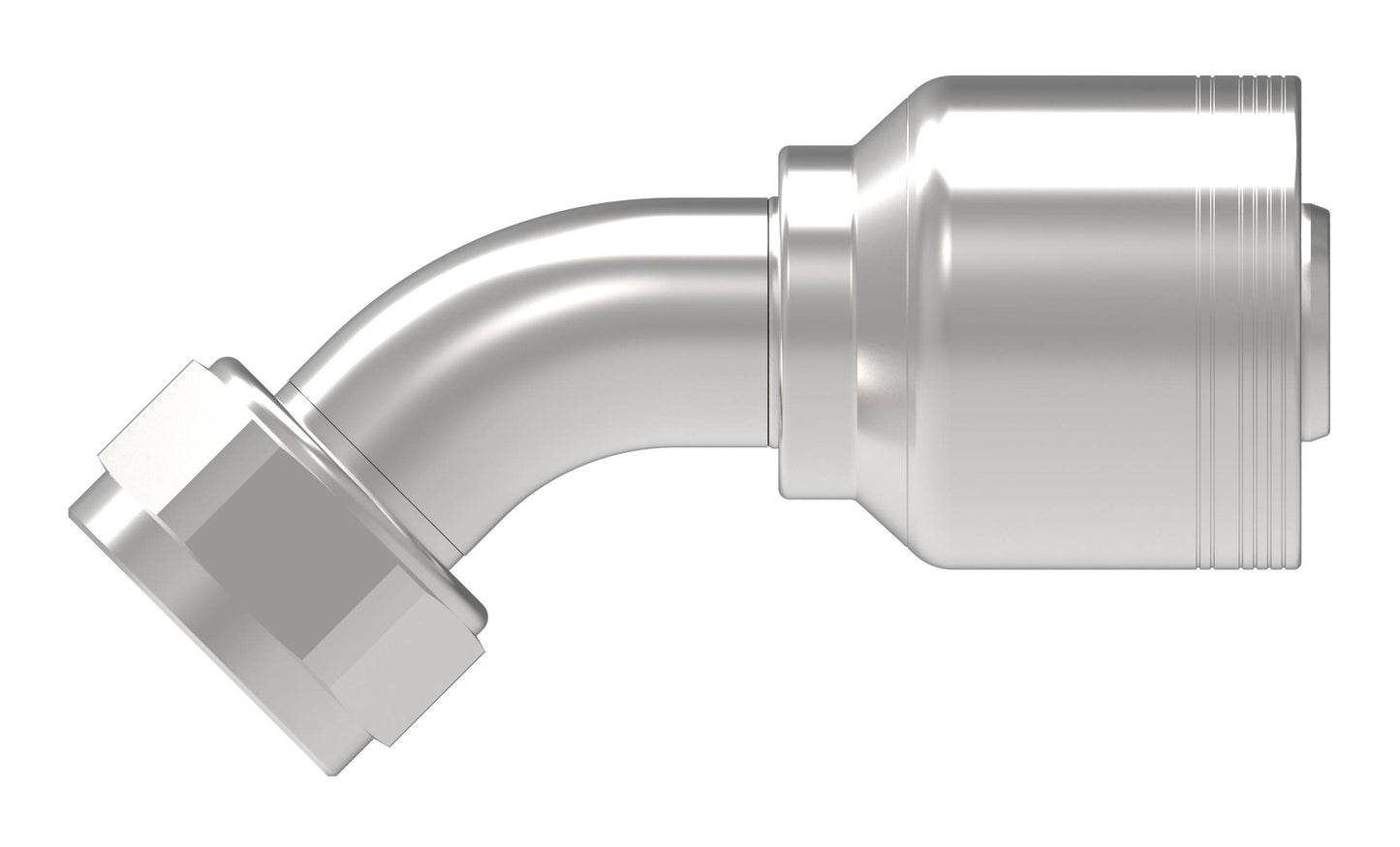 Codo 45° — Danfoss 6S Series Crimp Hose Fittings Female JIC/37 Swivel 45 Elbow 6SAXXFJA20 (CENTER)