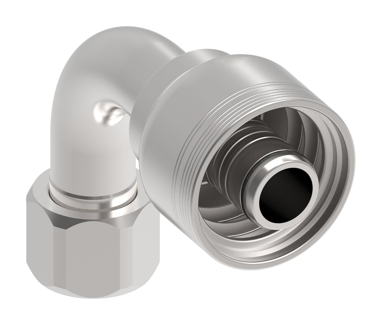 Danfoss 6S Series Crimp Hose Fittings Female JIC/37 Swivel 90 Elbow 6SAXXFJB16 (LEFT)