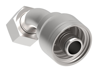 Danfoss 6S Series Crimp Hose Fittings Female ORS Swivel 45 Elbow 6SAXXFRA16 (LEFT)