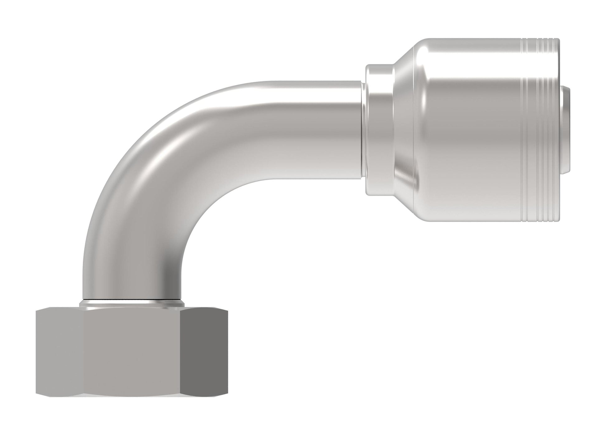 Codo 90° — Danfoss 6S Series Crimp Hose Fittings Female Swivel DIN 24 Seat 90 Elbow 6SXXDSB20 (CENTER)