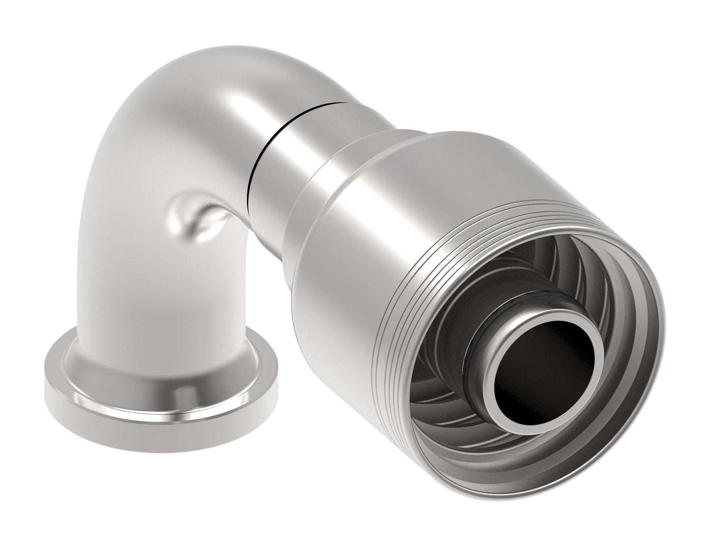 Danfoss 6S Series Crimp Hose Fittings SAE Code 61 Flange 90 Elbow 6SXXFLB20 (LEFT)