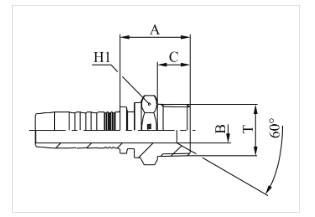 SKU M12810-08-08 Conexión hidráulica espiga prensable recta 1/2" Ø X macho 1/2" NPT, para mangueras R1, R2, R7, R8, R12, R16, EN856 con recubrimiento anticorrosión Zinc-Níquel Marca Manuli