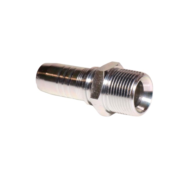 SKU M12810-08-08 Conexión hidráulica espiga prensable recta 1/2" Ø X macho 1/2" NPT, para mangueras R1, R2, R7, R8, R12, R16, EN856 con recubrimiento anticorrosión Zinc-Níquel Marca Manuli