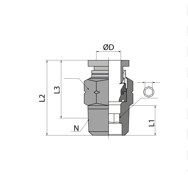 SKU:0121-1/4-28 Conexión recta neumática  en Laton Niquelado push-in 1/4"Ø x 1/4" NPT Marca Dewit